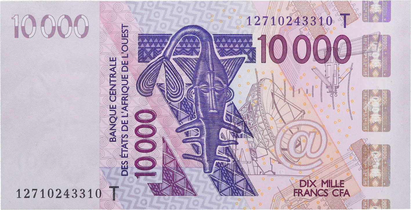 10000 Francs STATI AMERICANI AFRICANI  2012 P.818Tj FDC