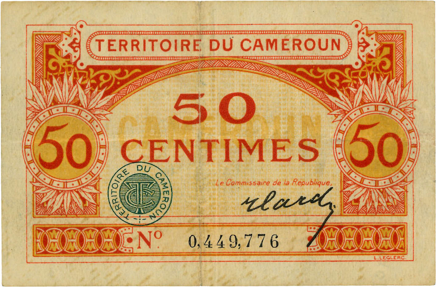 50 Centimes CAMEROUN  1922 P.04 TTB+