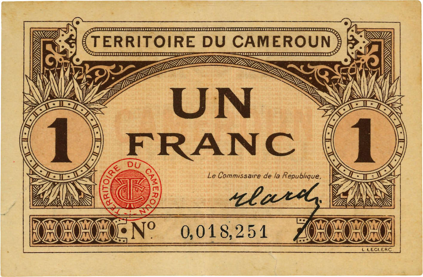 1 Franc KAMERUN  1922 P.05 fVZ