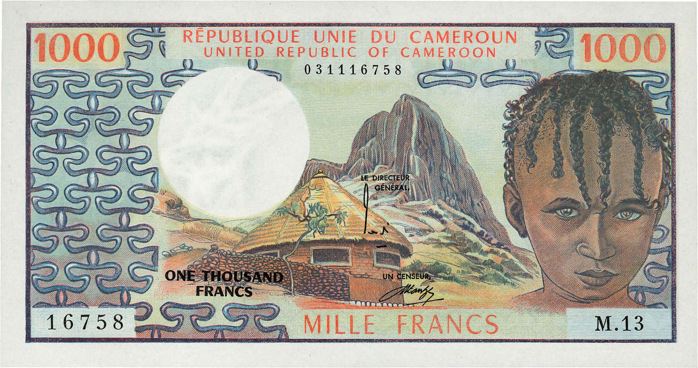 1000 Francs CAMERúN  1974 P.16a FDC