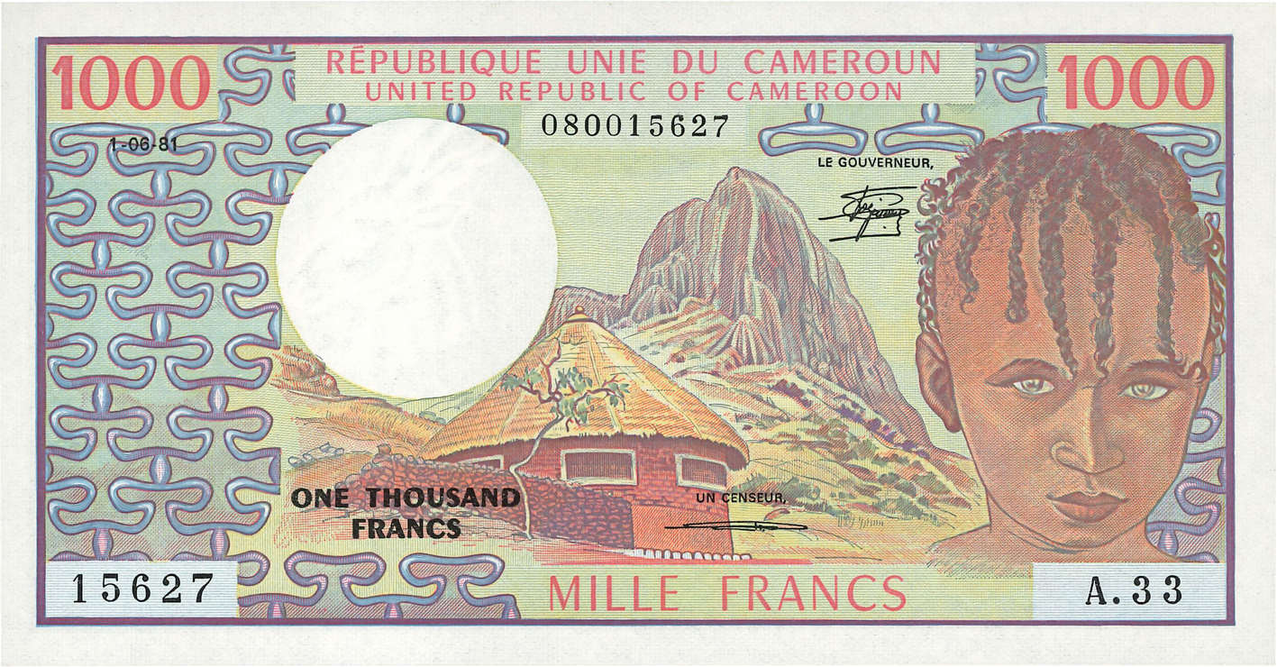 1000 Francs CAMEROON  1981 P.16d UNC