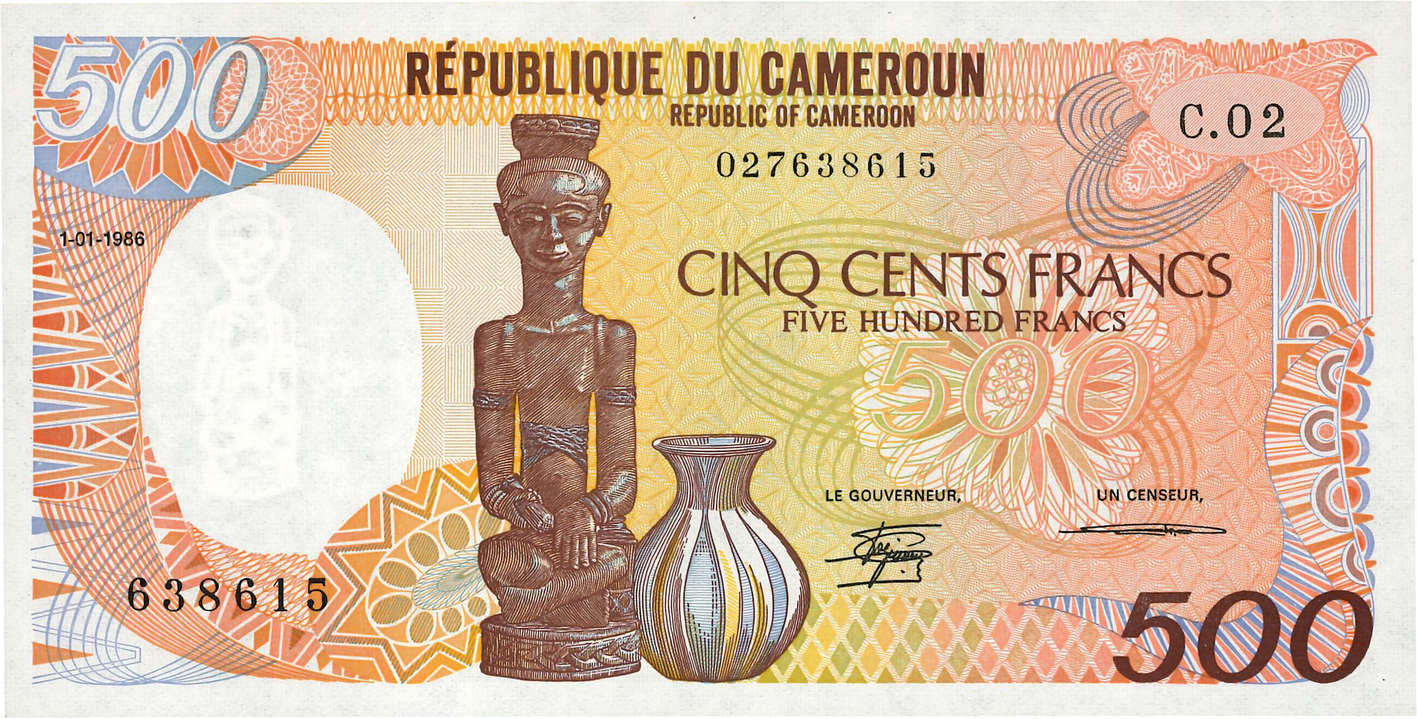 500 Francs CAMERúN  1986 P.24a SC