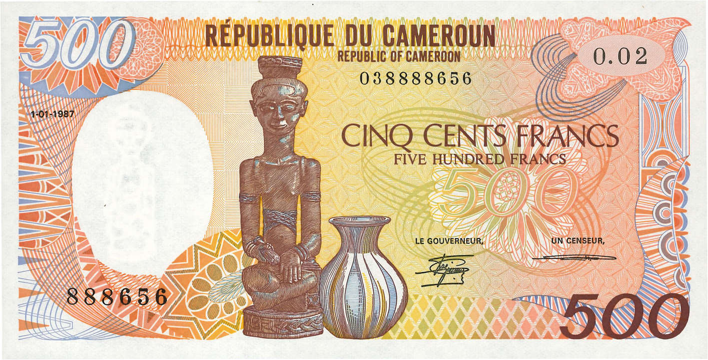 500 Francs CAMERúN  1987 P.24a FDC
