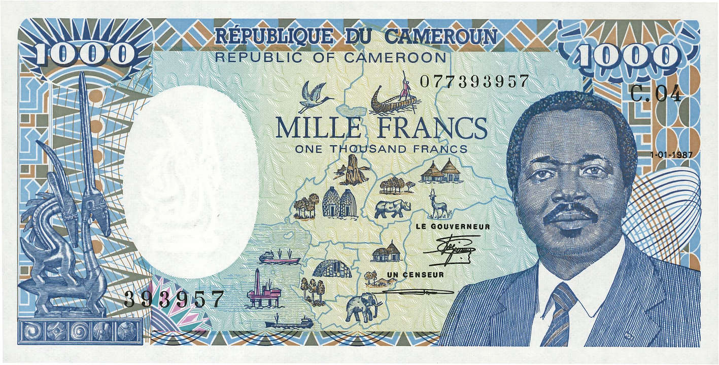 1000 Francs CAMEROON  1987 P.26a UNC