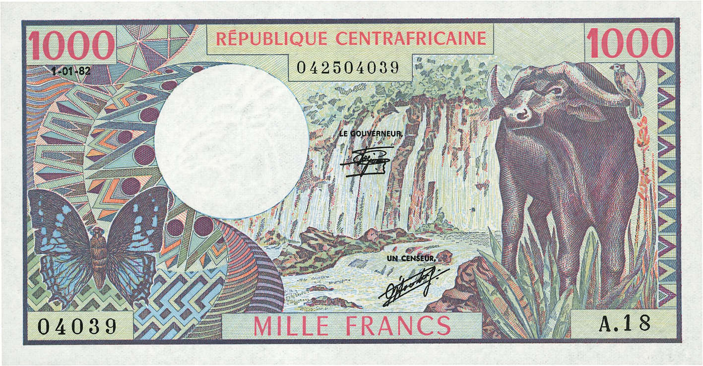 1000 Francs CENTRAL AFRICAN REPUBLIC  1982 P.10 UNC