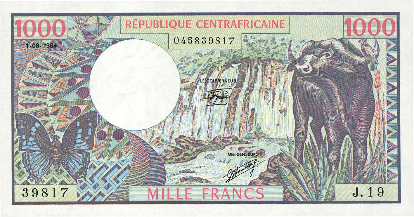 1000 Francs REPúBLICA CENTROAFRICANA  1984 P.10 FDC