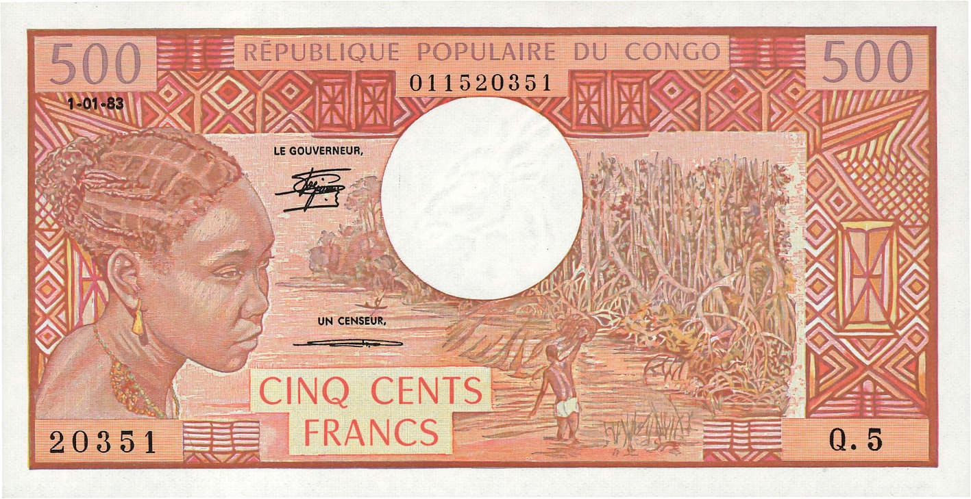 500 Francs CONGO  1983 P.02d fST+