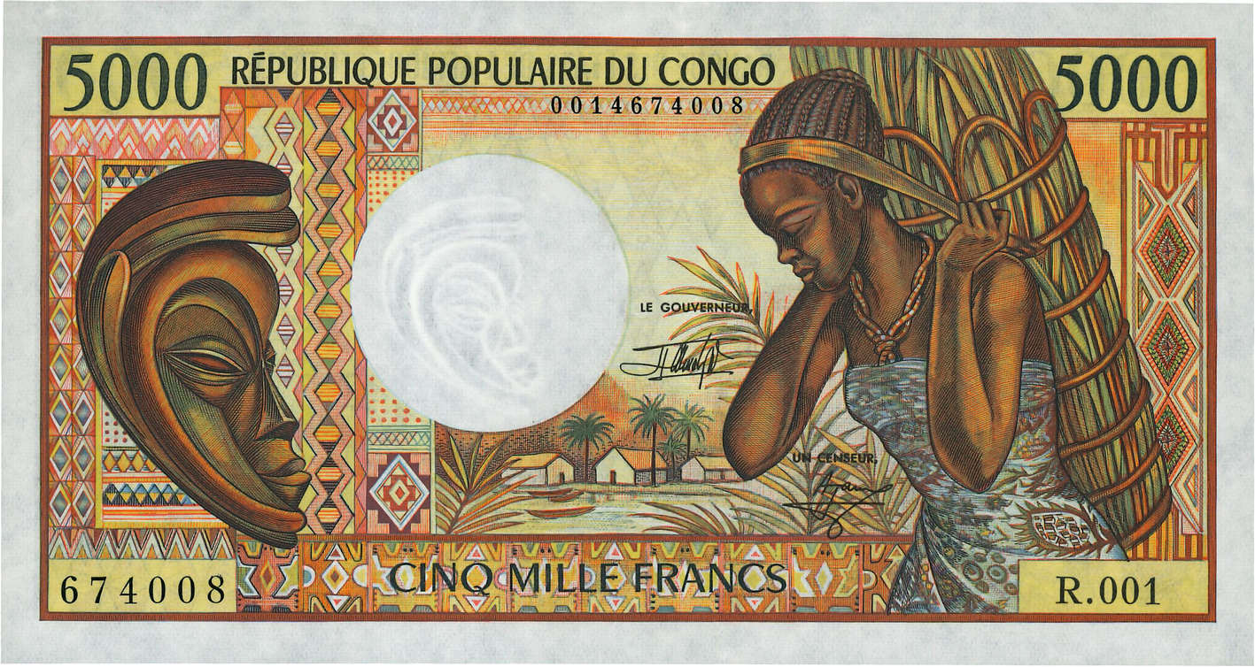 5000 Francs CONGO  1991 P.06b fST
