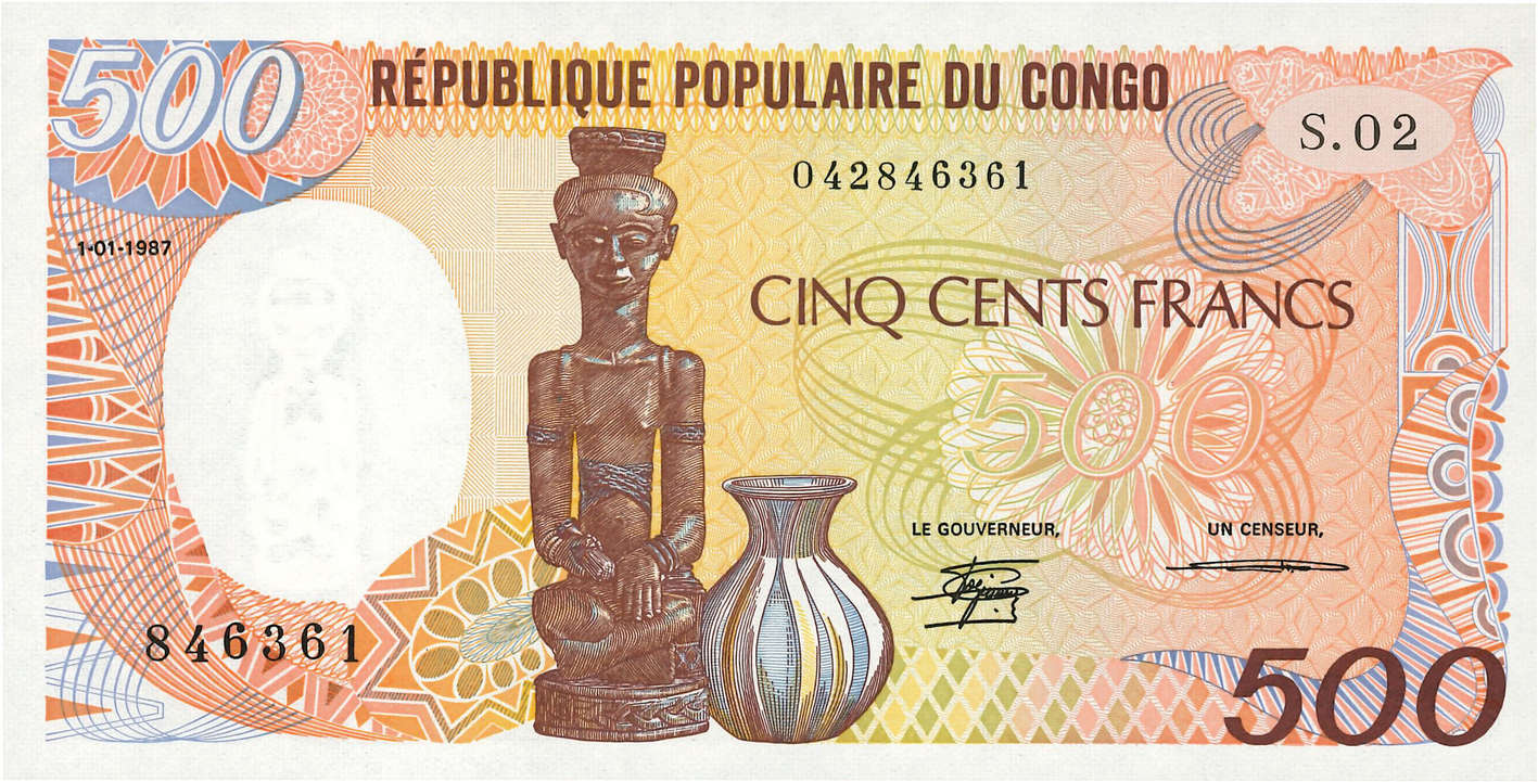 500 Francs CONGO  1987 P.08a UNC