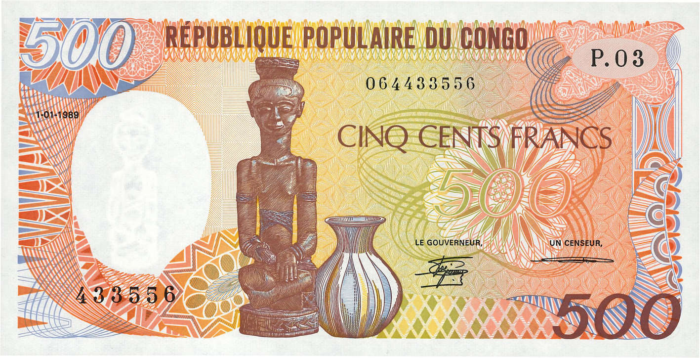 500 Francs CONGO  1989 P.08a pr.NEUF