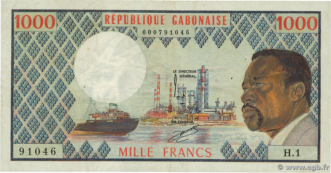 1000 Francs GABóN  1974 P.03a MBC+