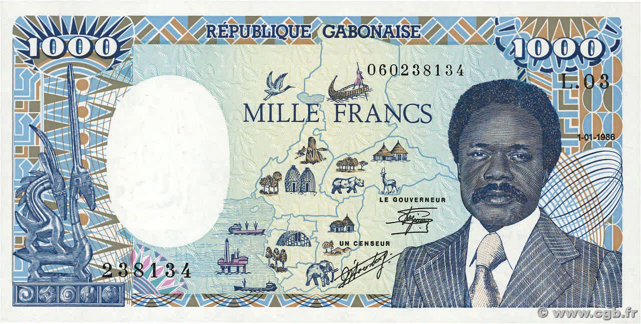 1000 Francs GABóN  1986 P.10a SC+