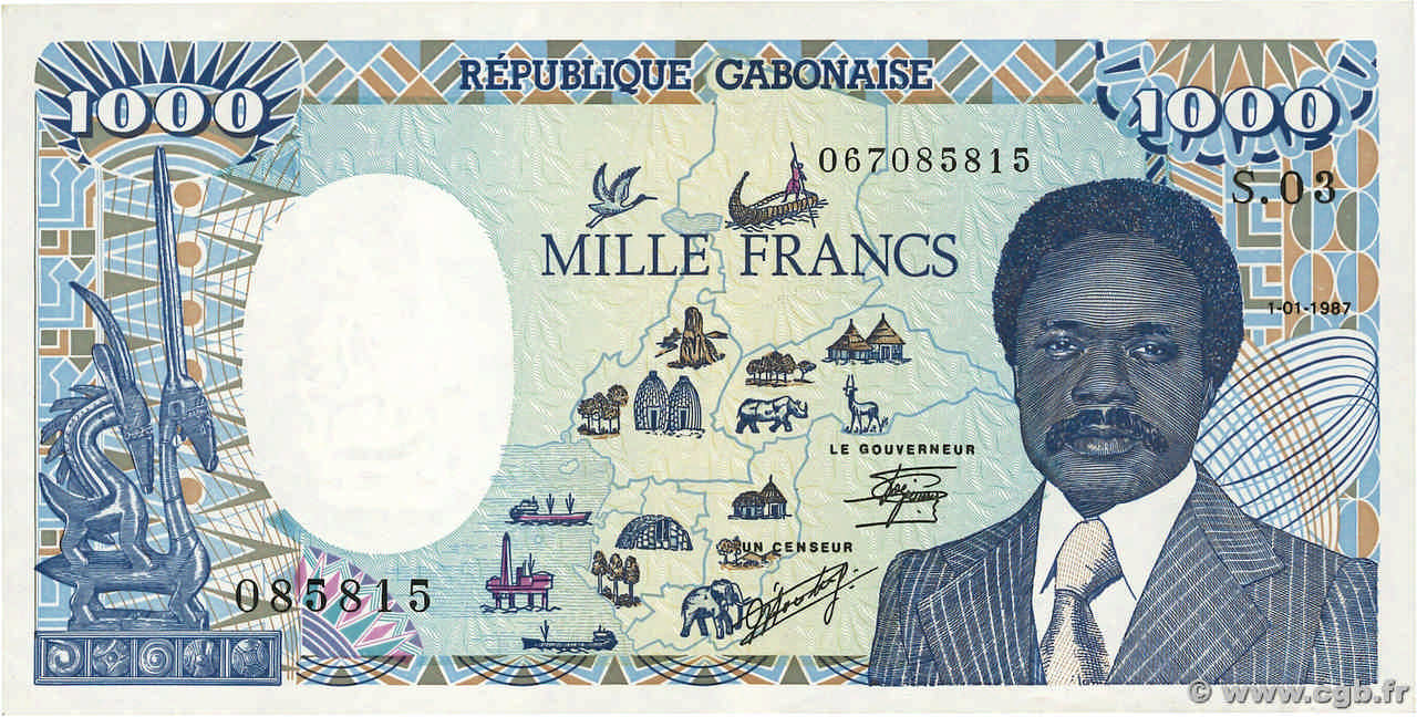 1000 Francs GABON  1987 P.10a SUP