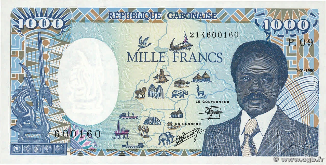 1000 Francs GABóN  1990 P.10a FDC