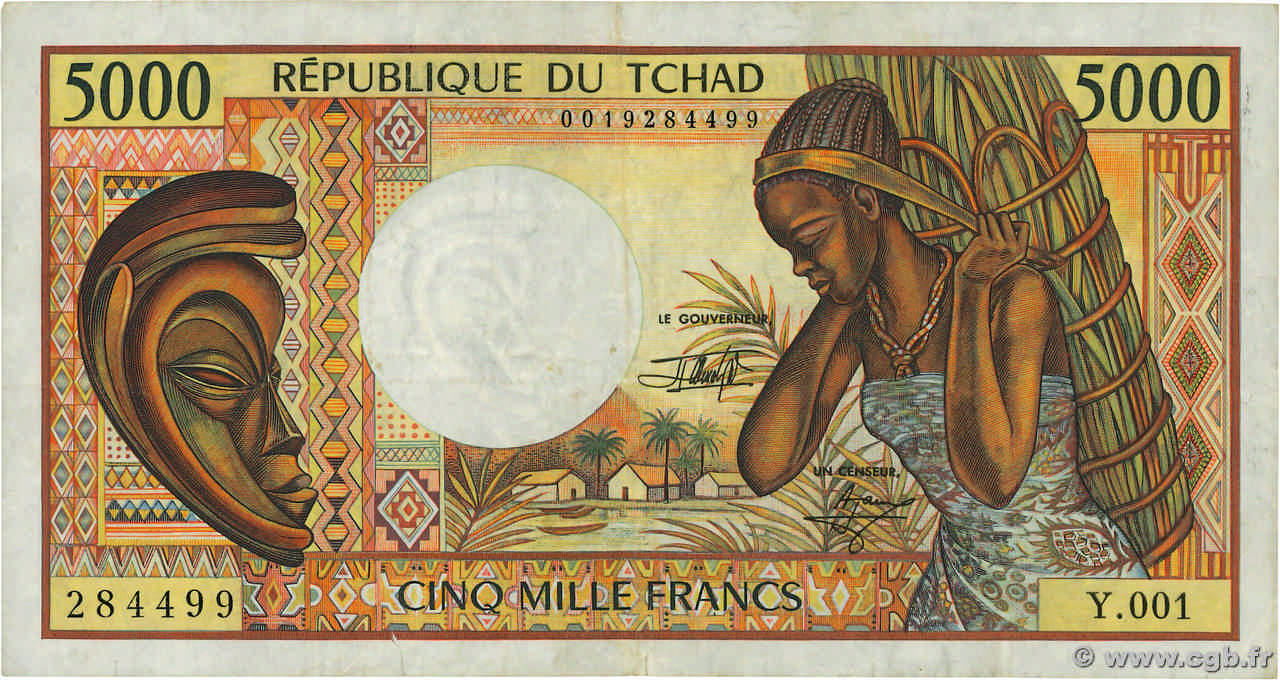 5000 Francs CHAD  1991 P.11 VF