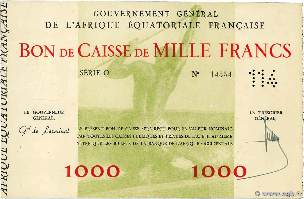 1000 Francs FRENCH EQUATORIAL AFRICA  1940 P.04 AU