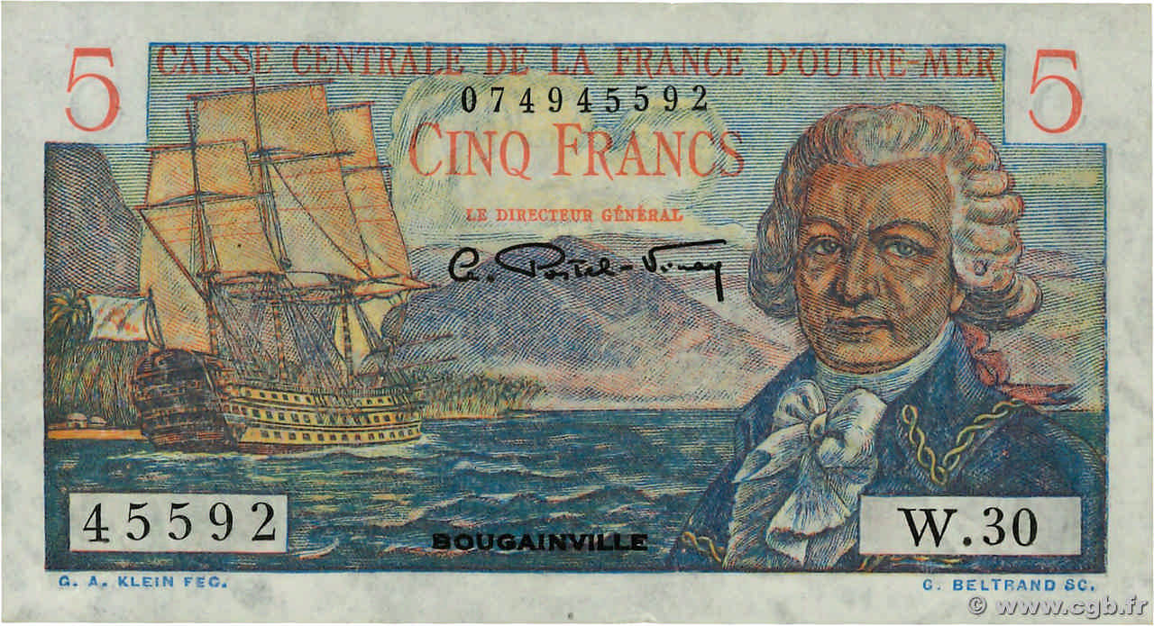5 Francs Bougainville AFRIQUE ÉQUATORIALE FRANÇAISE  1946 P.20B EBC+