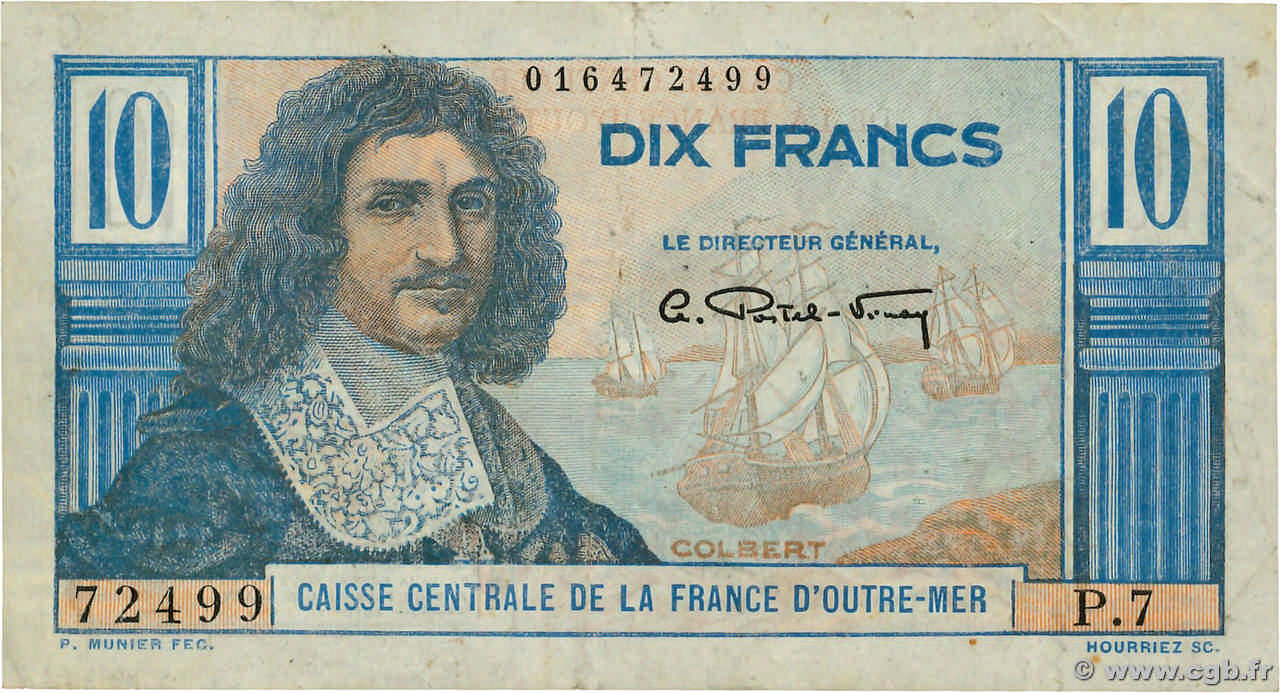 10 Francs Colbert AFRIQUE ÉQUATORIALE FRANÇAISE  1946 P.21 TTB+