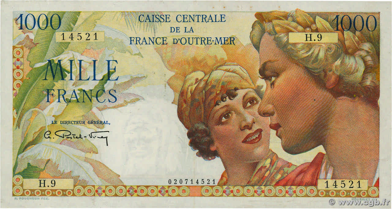 1000 Francs Union Française FRENCH EQUATORIAL AFRICA  1946 P.26 XF+