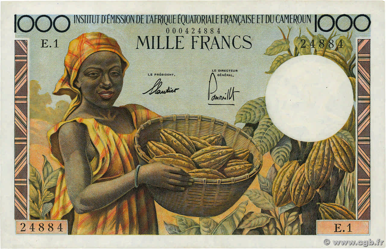 1000 Francs AFRIQUE ÉQUATORIALE FRANÇAISE  1957 P.34 q.SPL