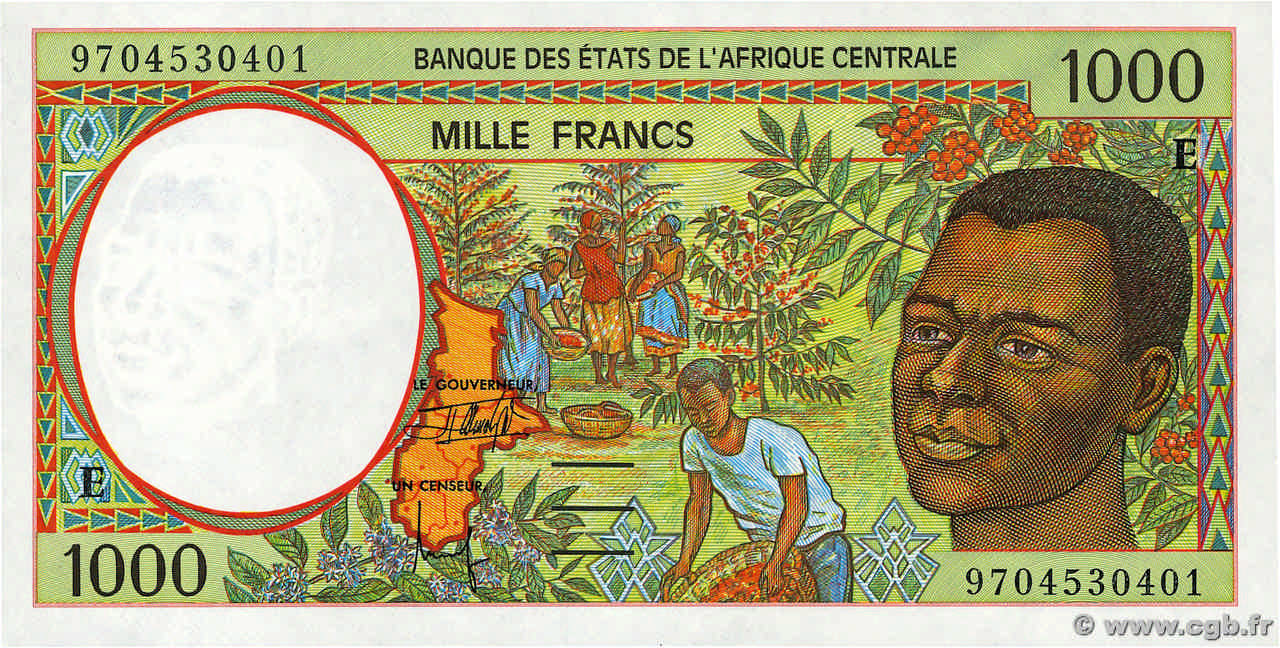 1000 Francs STATI DI L  AFRICA CENTRALE  1997 P.202Ed FDC