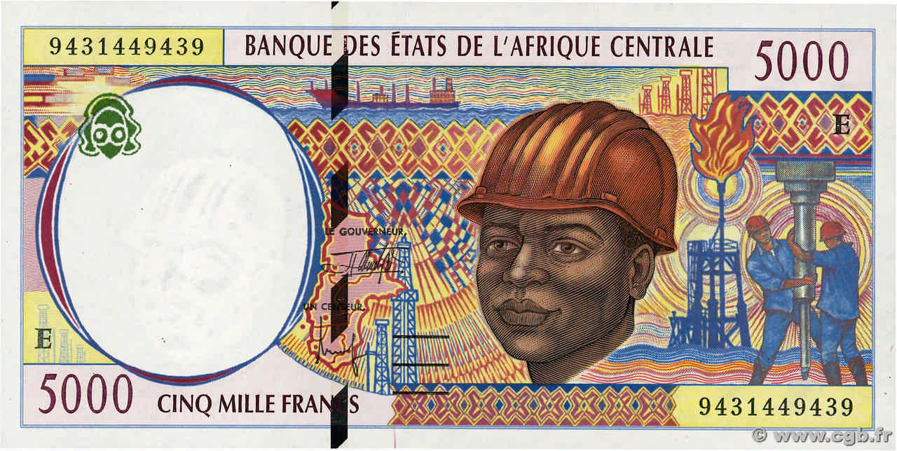 5000 Francs STATI DI L  AFRICA CENTRALE  1994 P.204Eb FDC