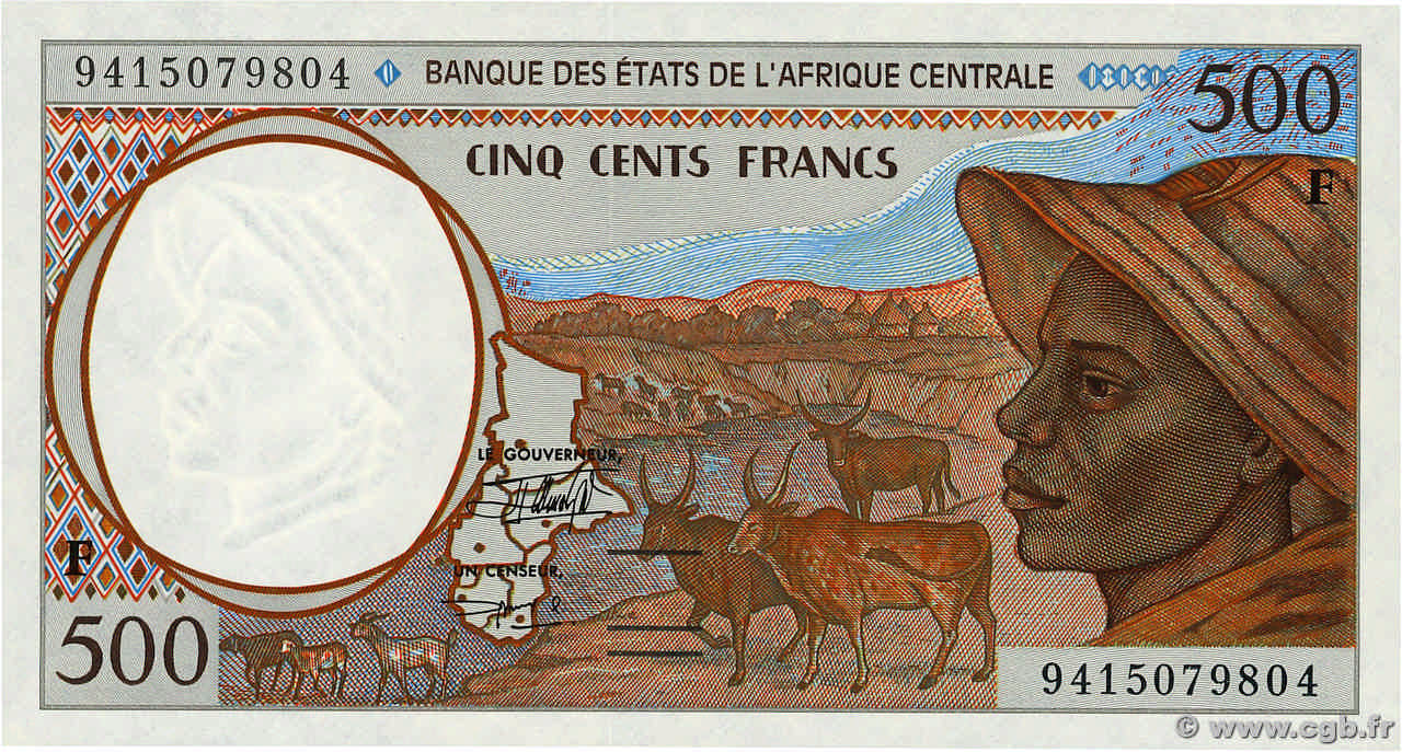 500 Francs STATI DI L  AFRICA CENTRALE  1994 P.301Fb q.FDC