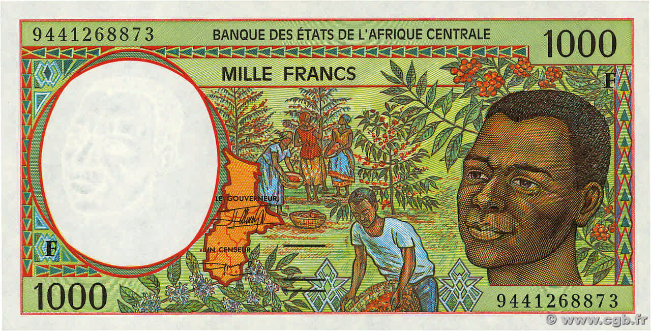 1000 Francs STATI DI L  AFRICA CENTRALE  1994 P.302Fb FDC