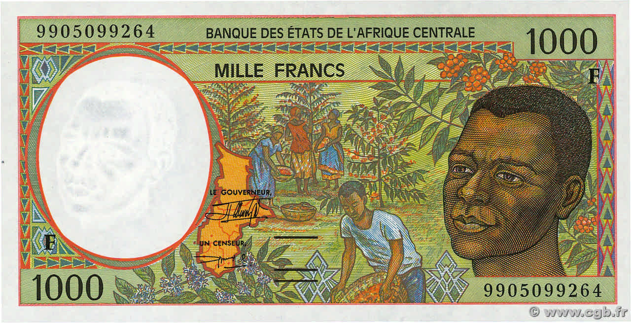1000 Francs CENTRAL AFRICAN STATES  1999 P.302Ff UNC