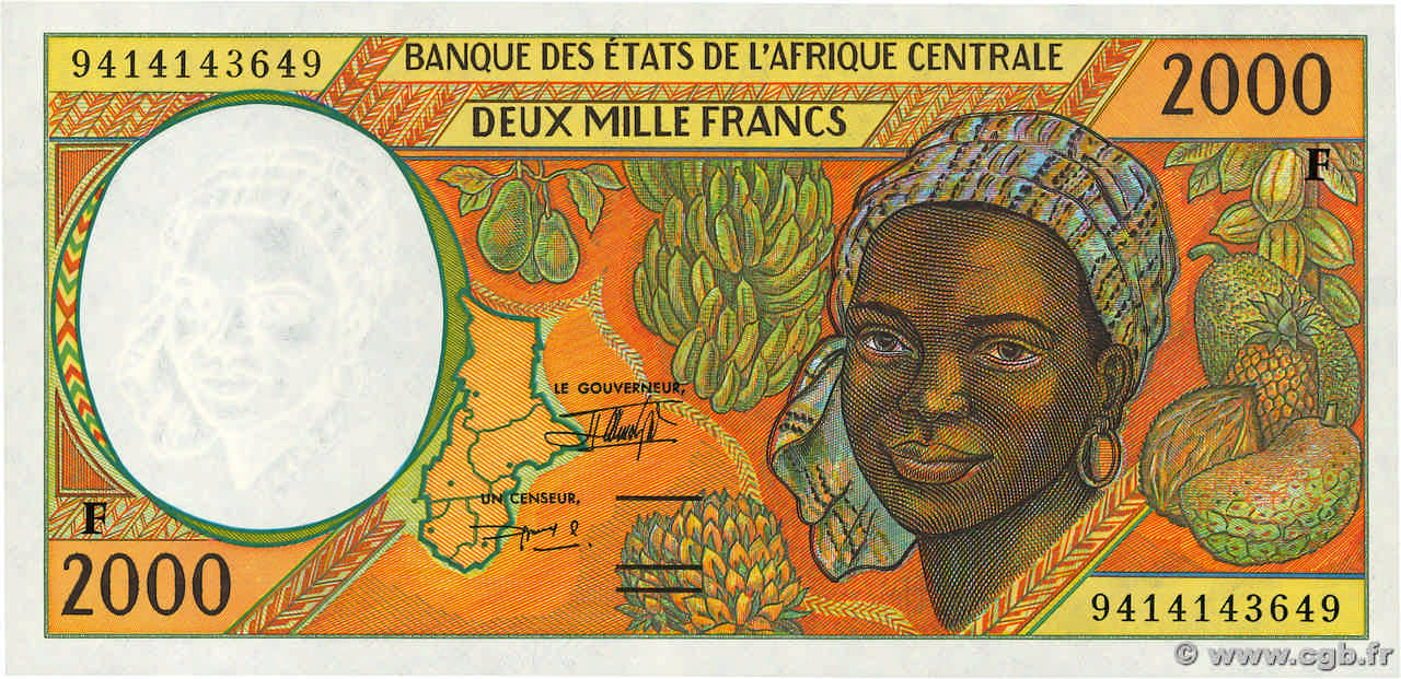2000 Francs STATI DI L  AFRICA CENTRALE  1994 P.303Fb q.FDC