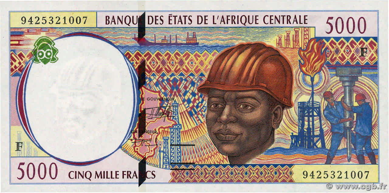 5000 Francs STATI DI L  AFRICA CENTRALE  1994 P.304Fa FDC