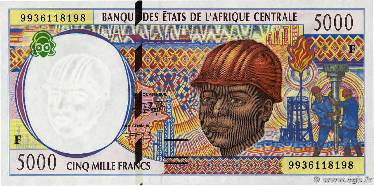 5000 Francs CENTRAL AFRICAN STATES  1999 P.304Fe UNC