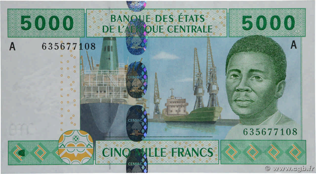 5000 Francs CENTRAL AFRICAN STATES  2002 P.409Ac UNC