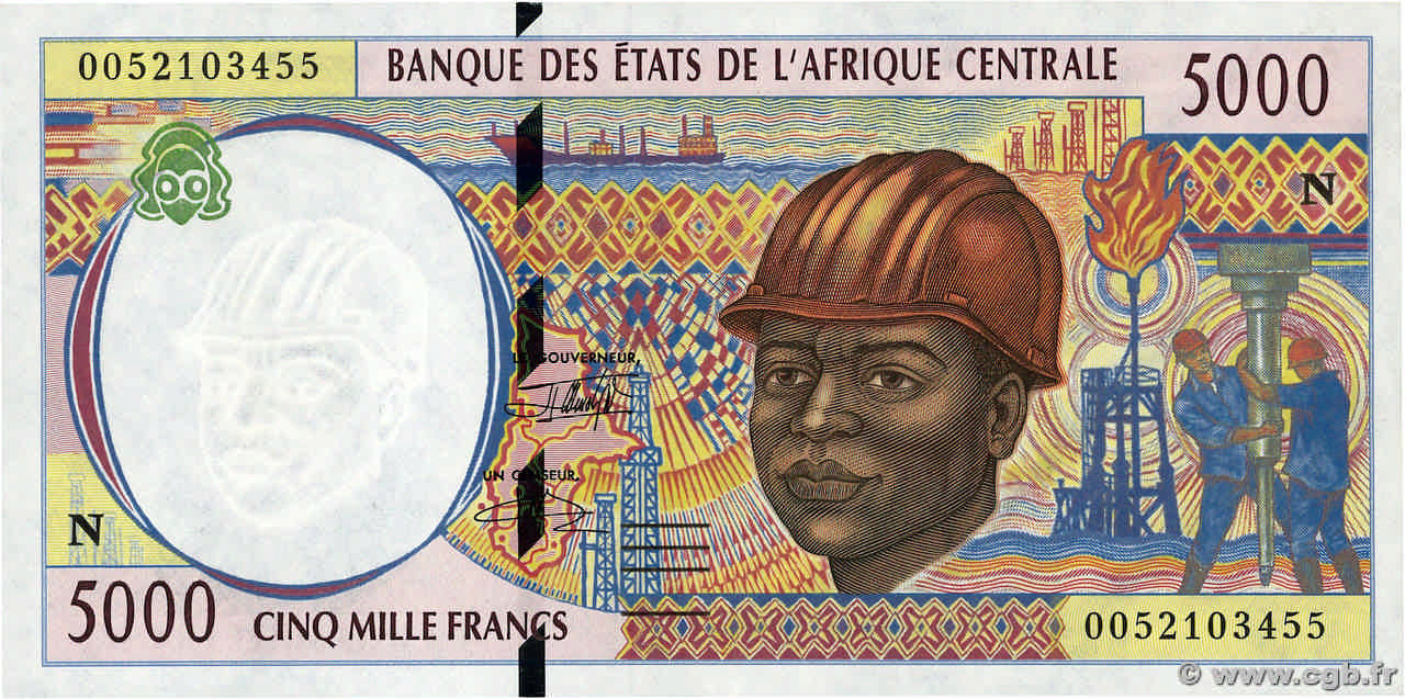 5000 Francs STATI DI L  AFRICA CENTRALE  2000 P.504Nf q.FDC