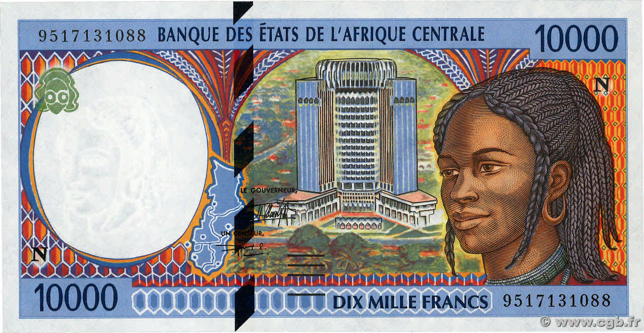 10000 Francs ZENTRALAFRIKANISCHE LÄNDER  1995 P.505Nb ST