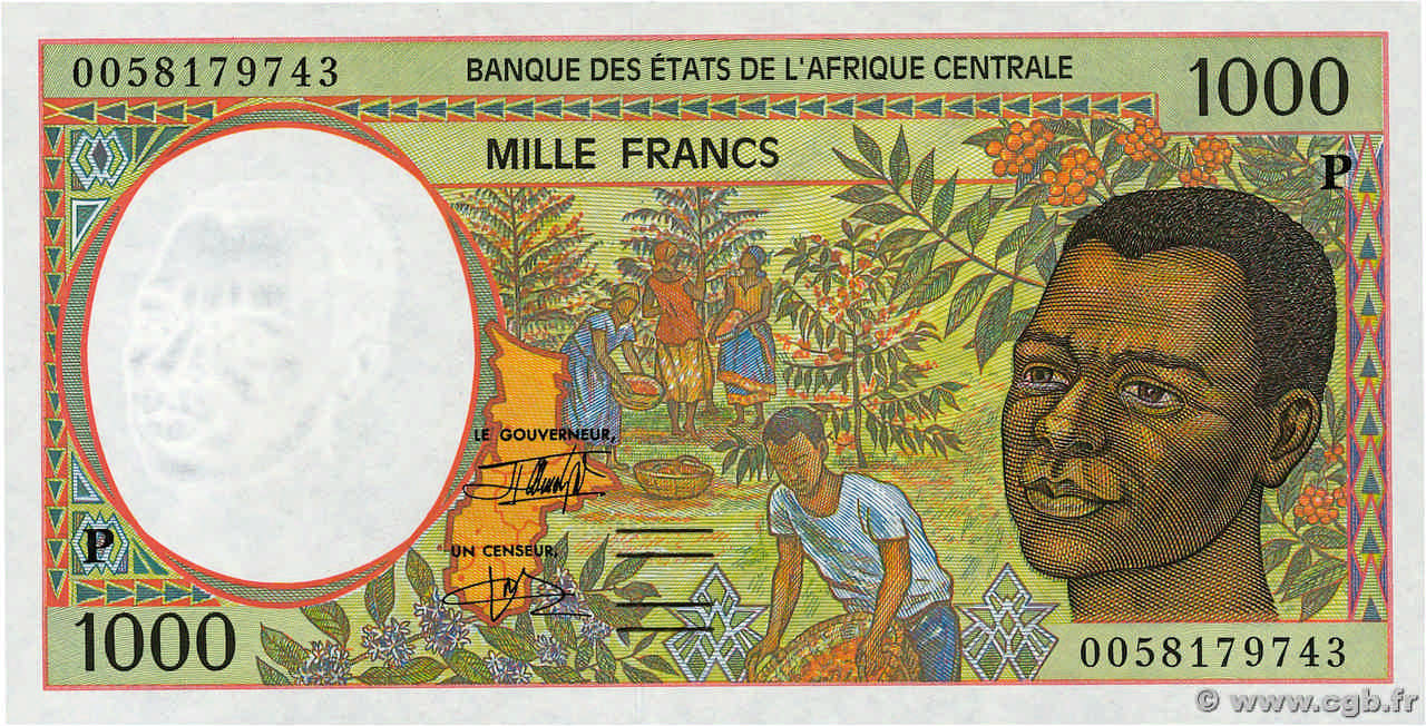 1000 Francs STATI DI L  AFRICA CENTRALE  2000 P.602Pg FDC