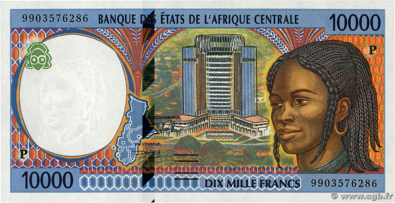 10000 Francs STATI DI L  AFRICA CENTRALE  1999 P.605Pe FDC