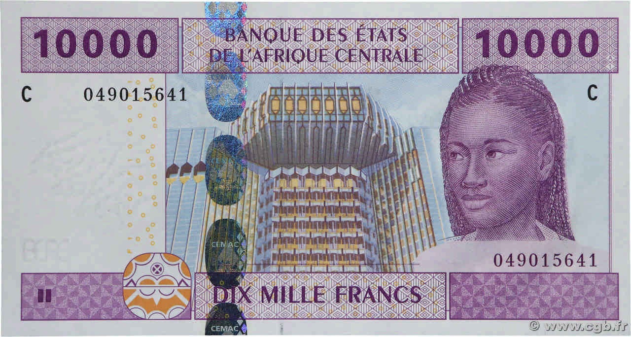 10000 Francs ZENTRALAFRIKANISCHE LÄNDER  2002 P.610Ca ST