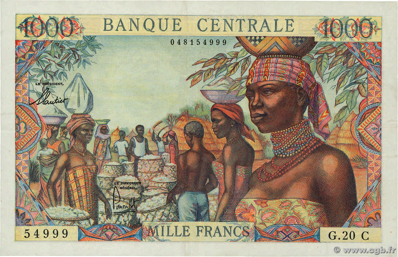 1000 Francs ÉTATS DE L AFRIQUE ÉQUATORIALE  1962 P.05g SUP