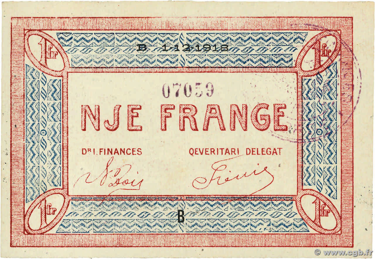1 Franc ALBANIE  1918 PS.150a NEUF
