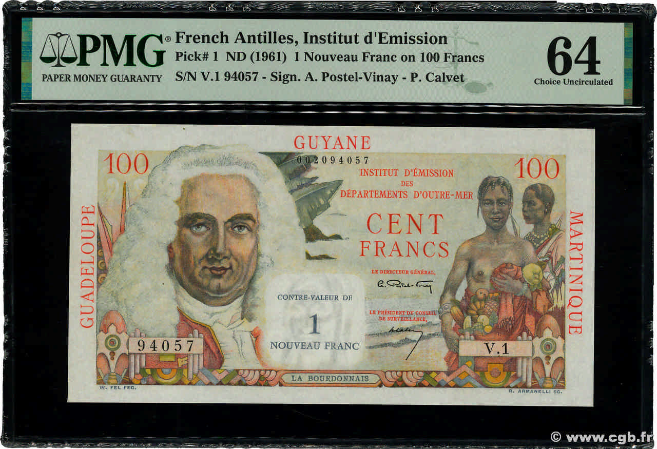 1 NF sur 100 Francs La Bourdonnais FRENCH ANTILLES  1960 P.01 q.FDC