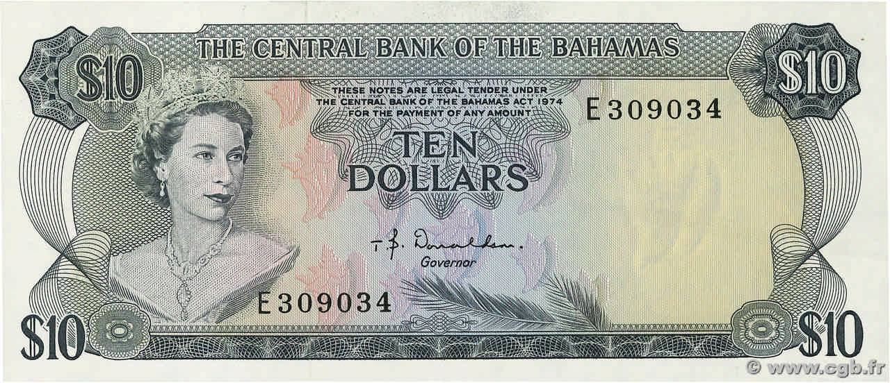 10 Dollars BAHAMAS  1974 P.38a q.FDC