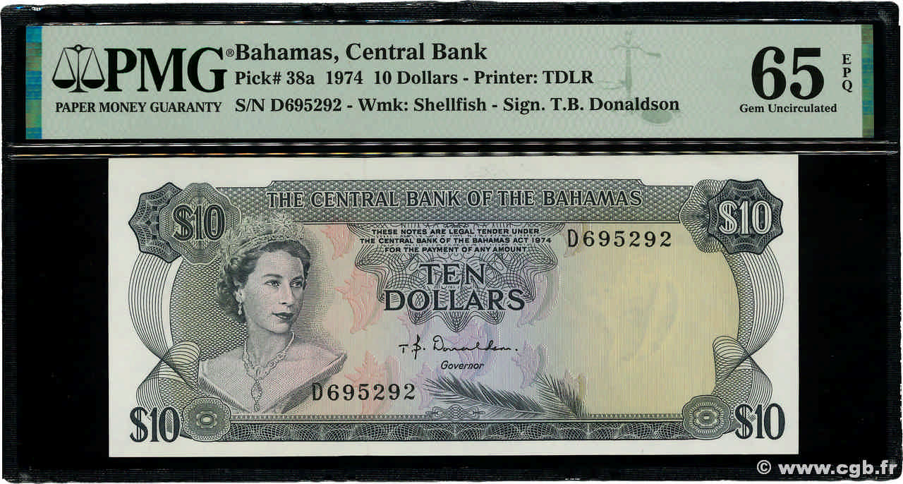 10 Dollars BAHAMAS  1965 P.38a FDC