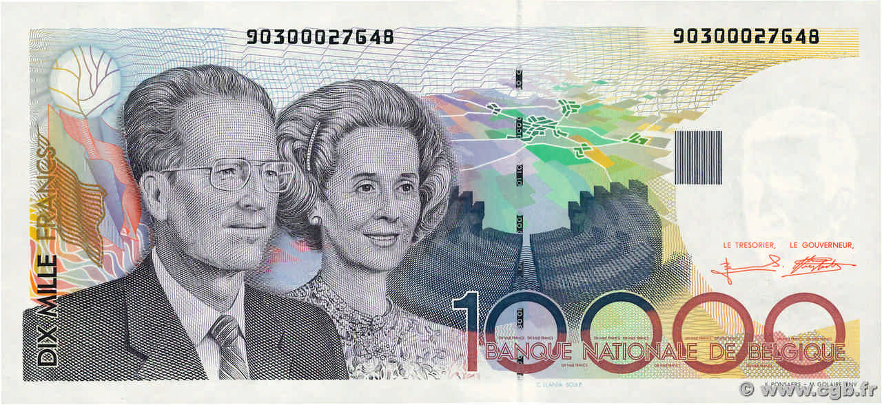 10000 Francs BELGIO  1992 P.146a q.FDC