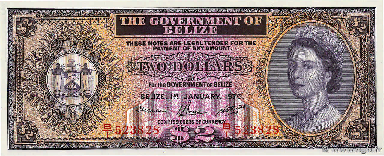 2 Dollars BELIZE  1976 P.34c FDC