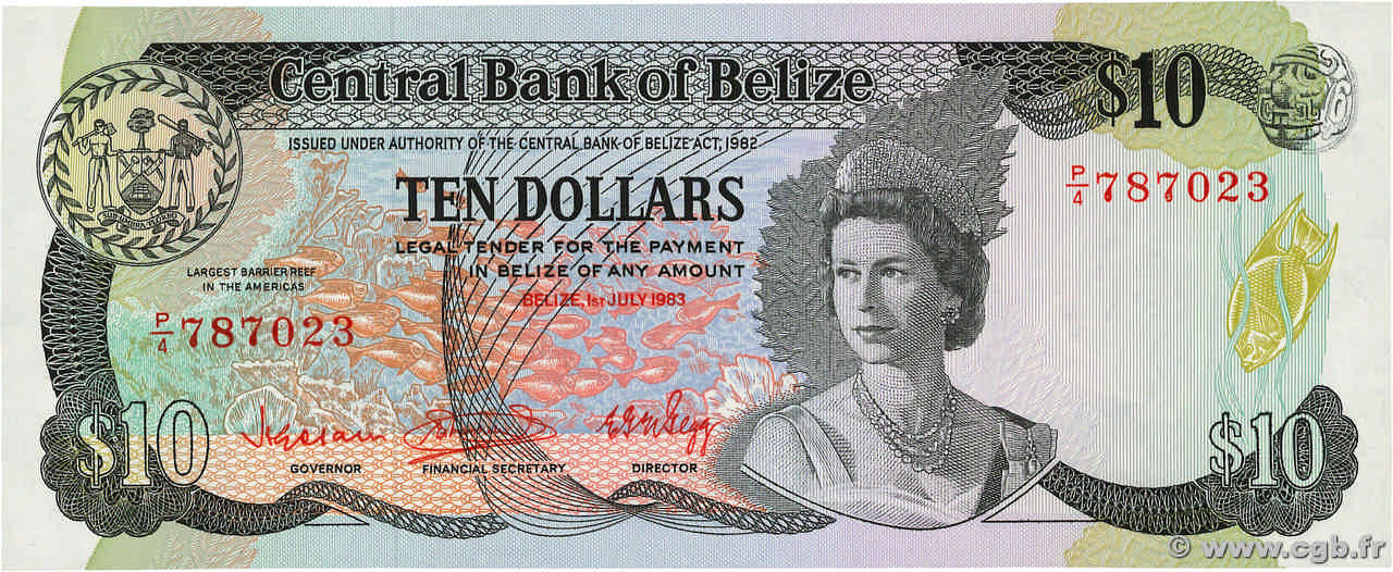 10 Dollars BELIZE  1983 P.44a q.FDC