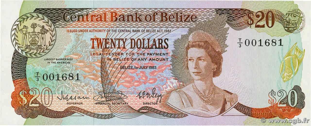 20 Dollars BELIZE  1983 P.45 FDC