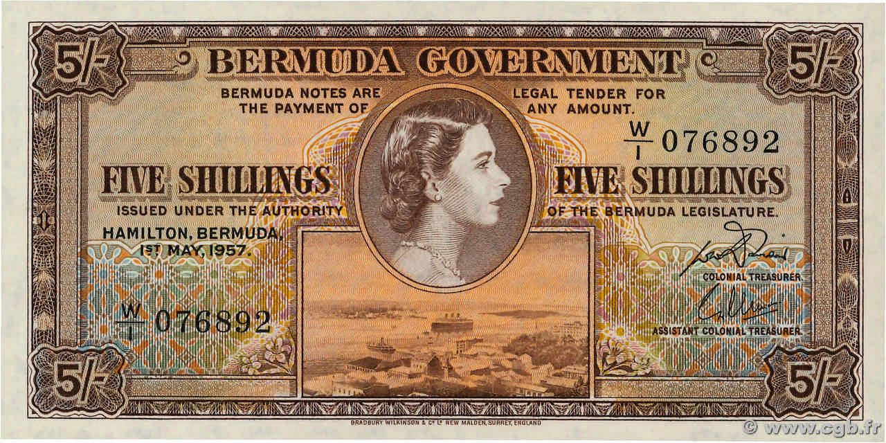 5 Shillings BERMUDES  1952 P.18b NEUF