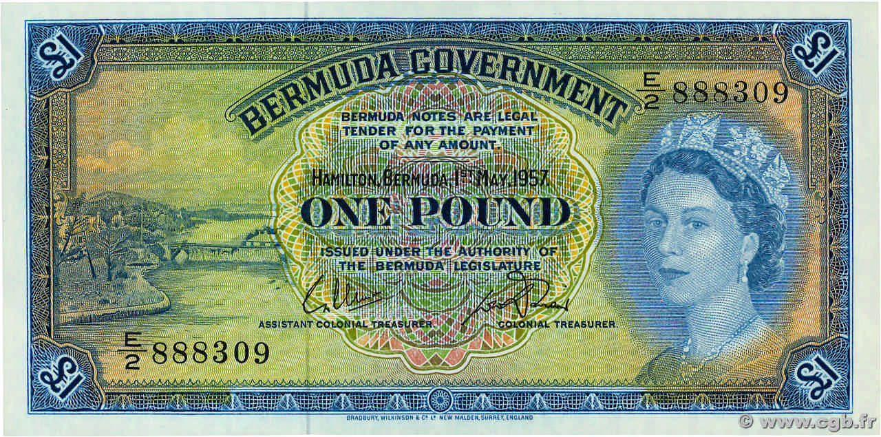 1 Pound BERMUDA  1957 P.20c FDC