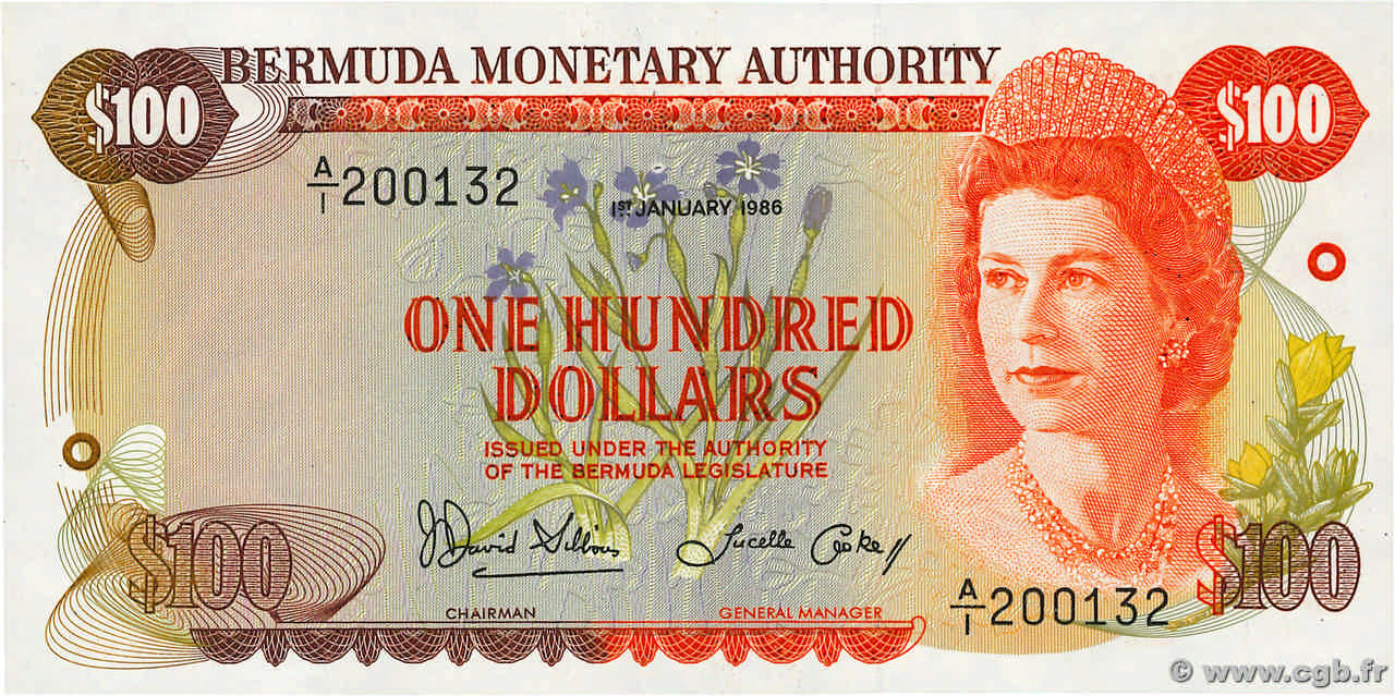 100 Dollars BERMUDAS  1986 P.33c FDC